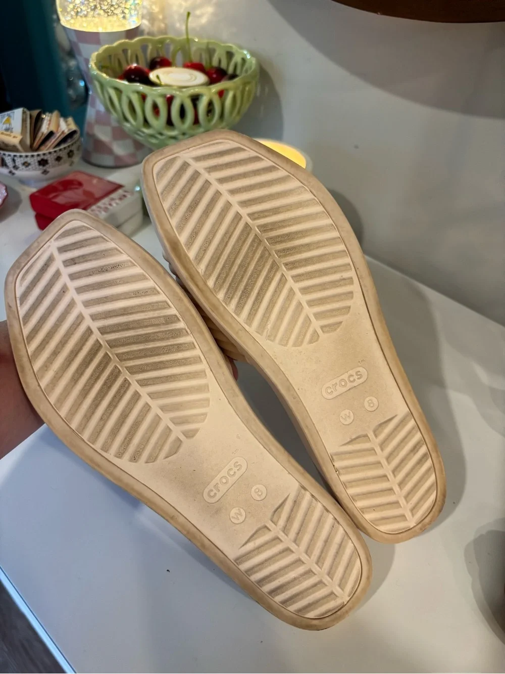 CROCS Women's  Ribbed Slide Sandals